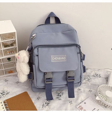 Kylethomasw korean style small mini backpack for women school small bag mochila Multi pocket Girl Ring Buckle portable bear women's backpack